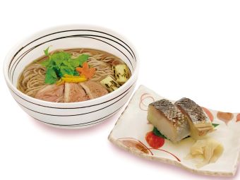 鴨南蛮そばと炙り鯖寿司